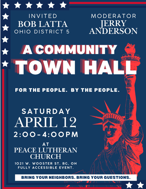 A promotional flyer for the Community Town Hall event (flyer via Janet Parks).